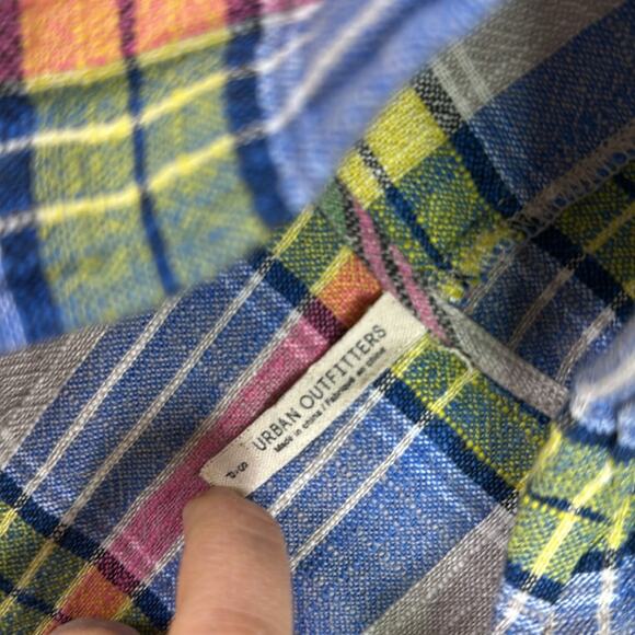 Urban outfitters linen blend plaid hooded romper size small - Picture 5 of 7